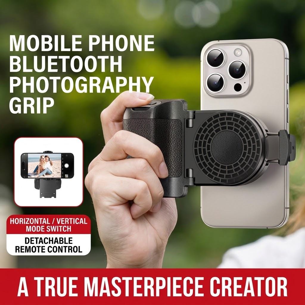 Wireless Bluetooth Selfie Phone Grip | Hand‑Held Camera Stabilizer with Detachable Remote