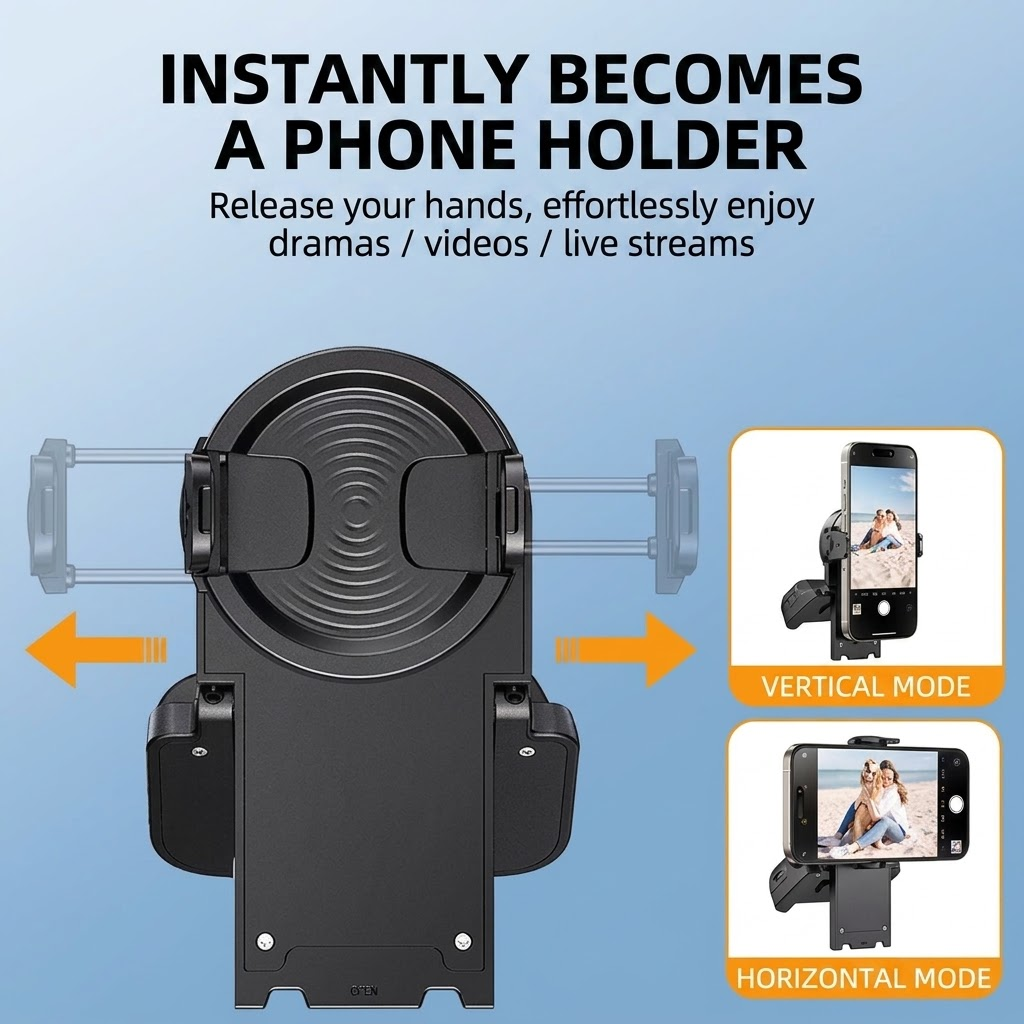 Wireless Bluetooth Selfie Phone Grip | Hand‑Held Camera Stabilizer with Detachable Remote