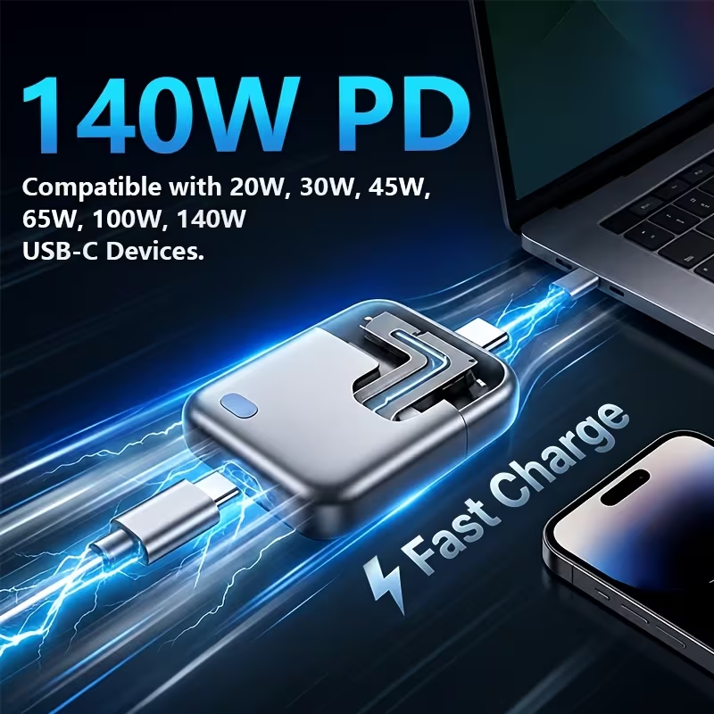 Smart 140W USB‑C Auto‑Disconnect Charger Adapter｜Auto Cut‑Off After Full Charge, Physical Power‑Off Overcharge Protection for Night Safe Charging