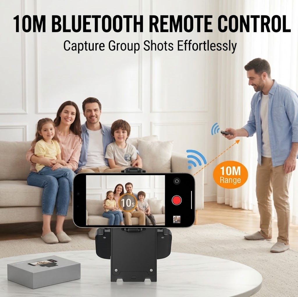 Wireless Bluetooth Selfie Phone Grip | Hand‑Held Camera Stabilizer with Detachable Remote