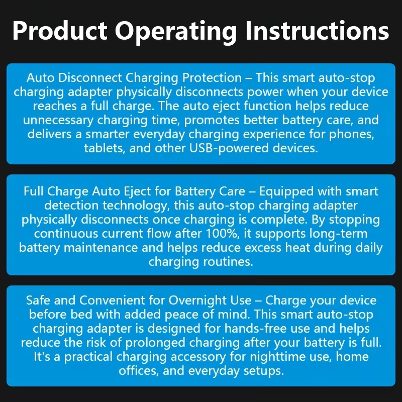 Smart 140W USB‑C Auto‑Disconnect Charger Adapter｜Auto Cut‑Off After Full Charge, Physical Power‑Off Overcharge Protection for Night Safe Charging