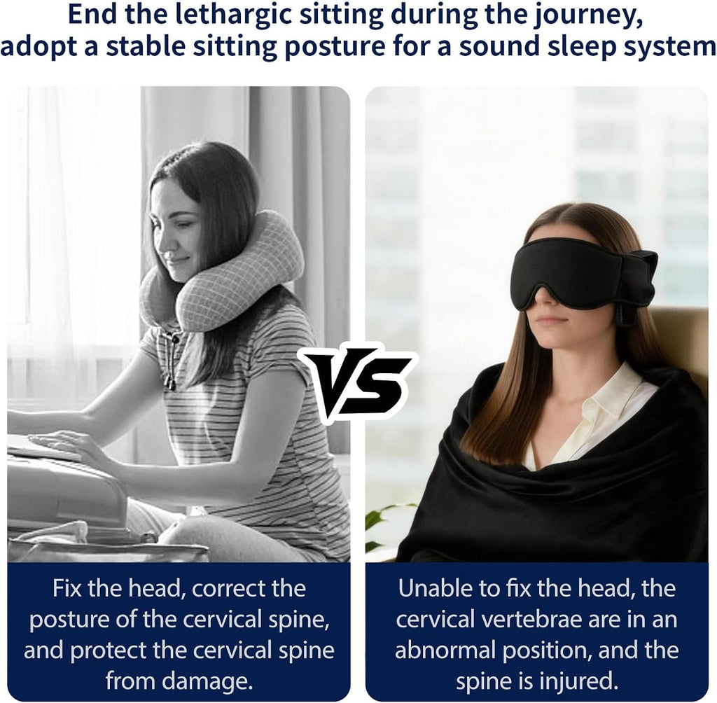 3-in-1 Travel Sleep Set | 3D Eye Mask, Anti Head-Bob Headrest & Wrist Rest