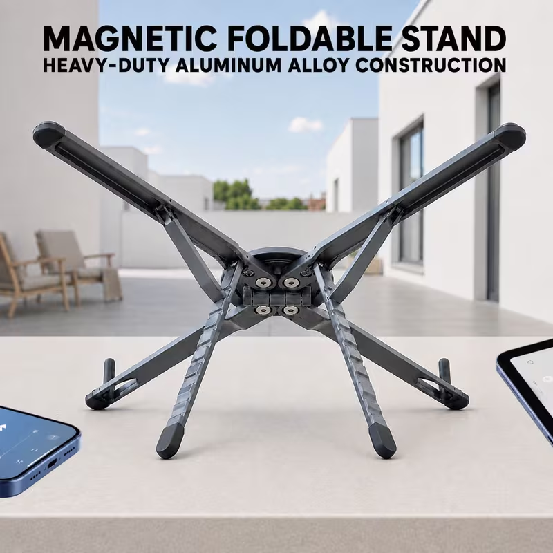 Limited Time: 30% OFF⚡ Foldable Magsafe Magnetic Phone Tripod Stand, Multi‑Device Portable Aluminum Alloy Holder