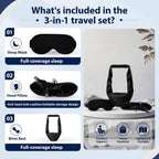 3-in-1 Travel Sleep Set | 3D Eye Mask, Anti Head-Bob Headrest & Wrist Rest