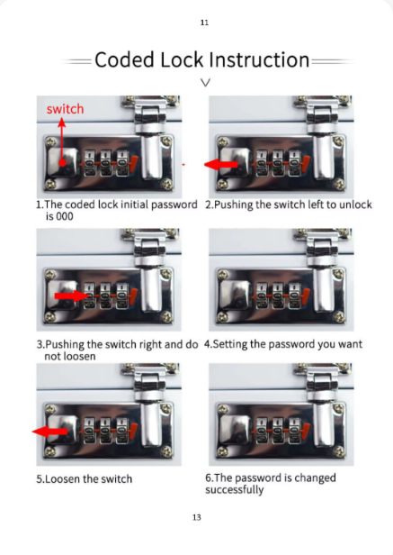 Coded lock instructions