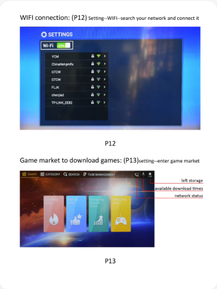 WiFi connection and game market guide
